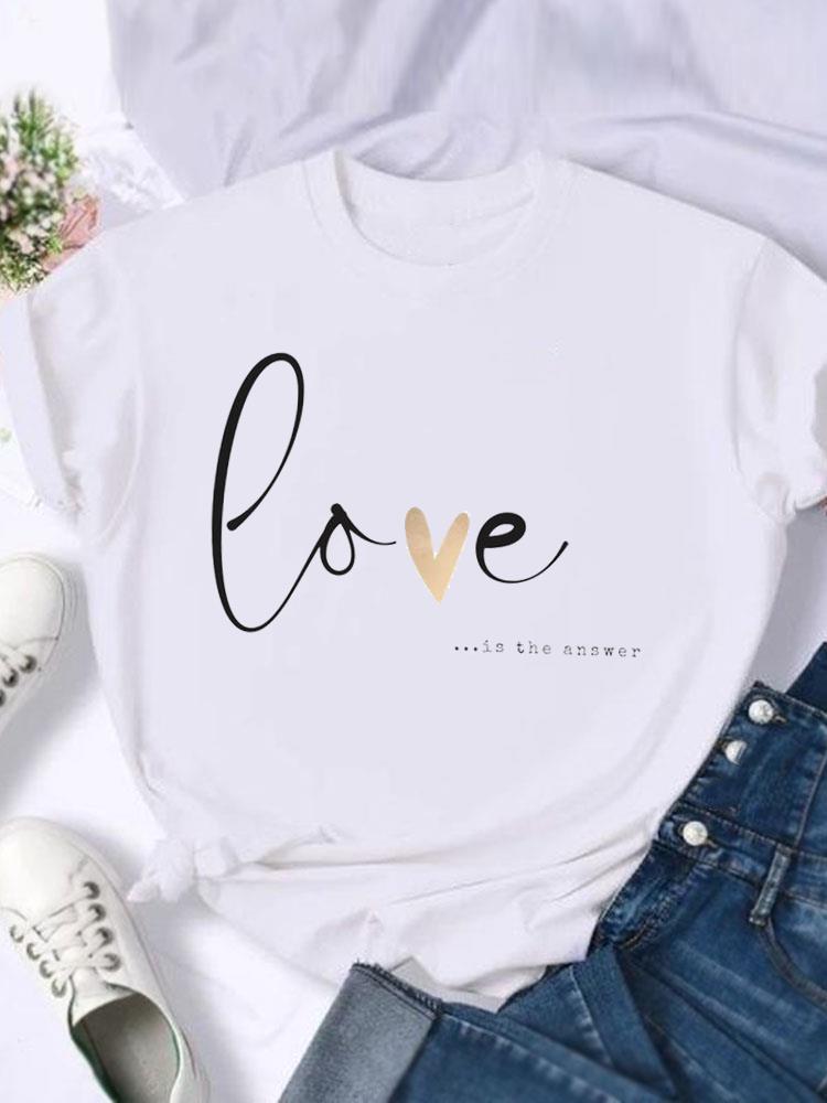 (Asian Size) T Shirt Clothing Sweet Love Cute 90s Style Casual Fashion Print Female Casual Women's Top Graphic Tee Short Sleeve T-shirts
