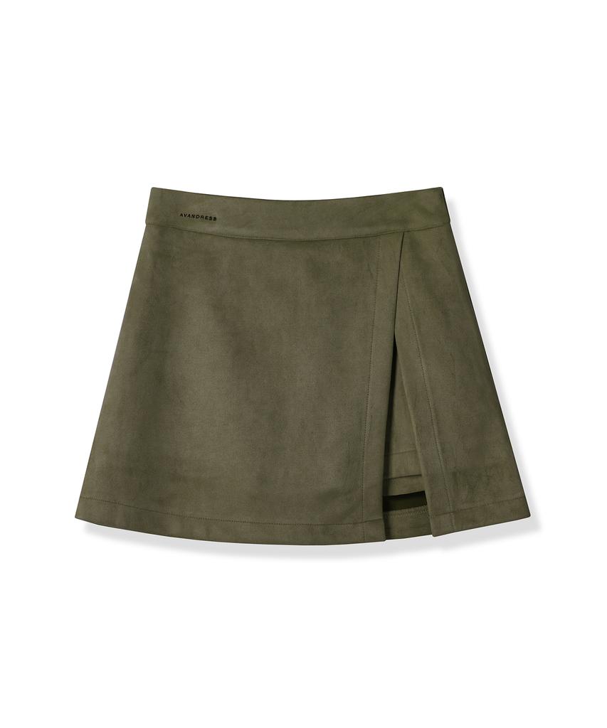 Urban Dress Suede Chic Slit Mini Skirt Khaki