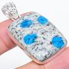 K2 Blue Azurite Gemstone 925 Sterling Silver Gift Jewelry Pendant 1.97"