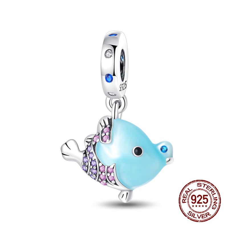 925 Sterling Silver Ocean Series Pearl Starfish Shell Charms Beads Fit 4MM hole diamete Bracelets Fine Birthday DIY Jewelry gift