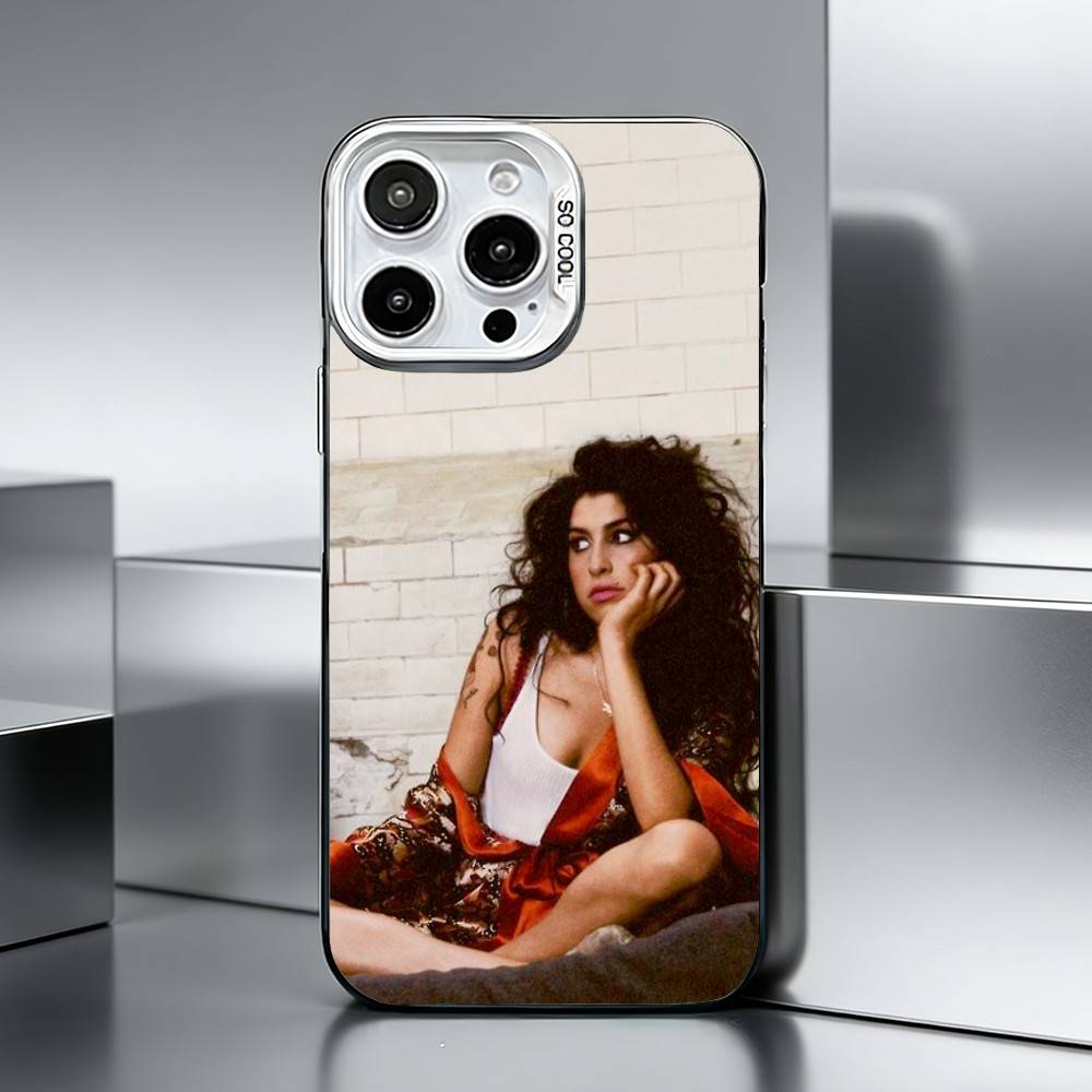 Sängerin A-Amy W-Winehouse Handyhülle für iPhone 17,16,15,14,13,12,11 Plus,Pro Max,XS,Farbige silberne Handyhülle