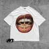 Big Lips Y2k Mouth T Shirt - Grillz White T Shirt - Unisex Y2k Shirt- Streetwear T Shirt