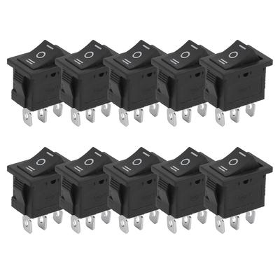 10pcs KCD1  Rocker Switches 3Pin 3‑Position Square Boat On‑Off for Household Appliances