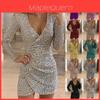Elegant Dames Sequin Kerst Bodycon Jurk Voor Avondfeesten En Evenementen