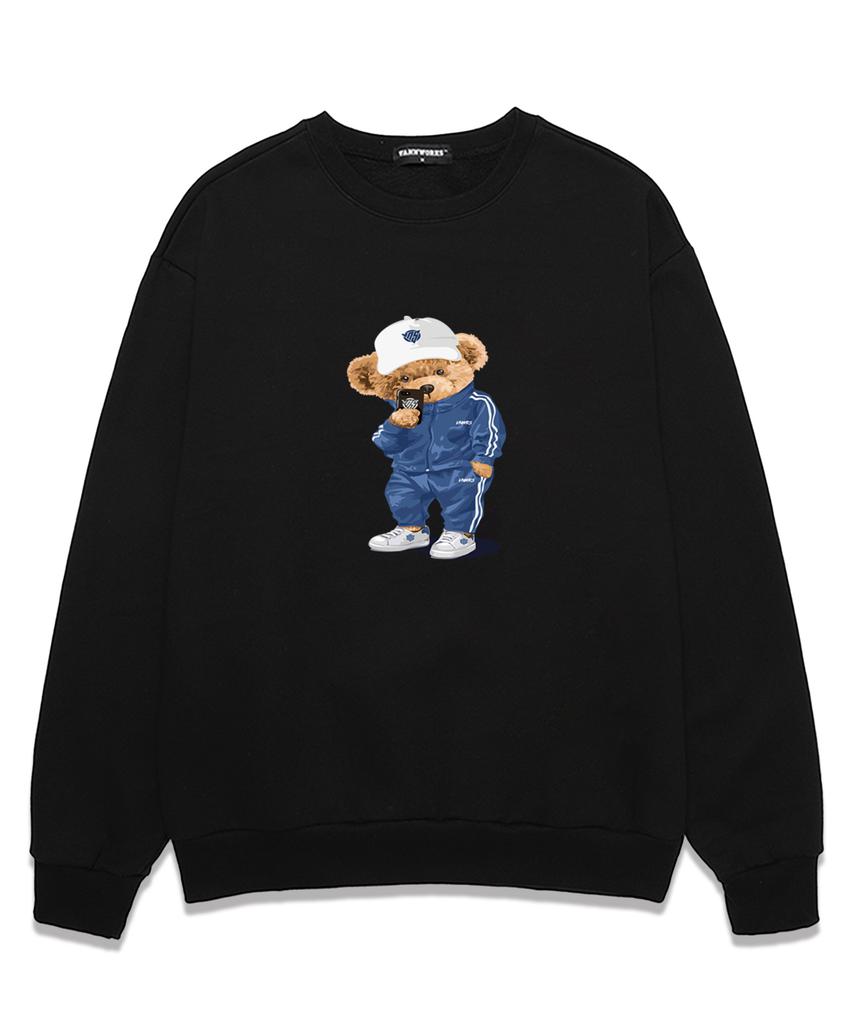 VANNWORKS Comport Bear Oversized Sweatshirt (Vndts105) Black