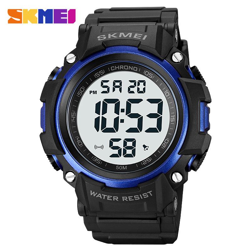 Trendy men's large dial digital display watch, multi-functional male student chronograph waterproof sports watch