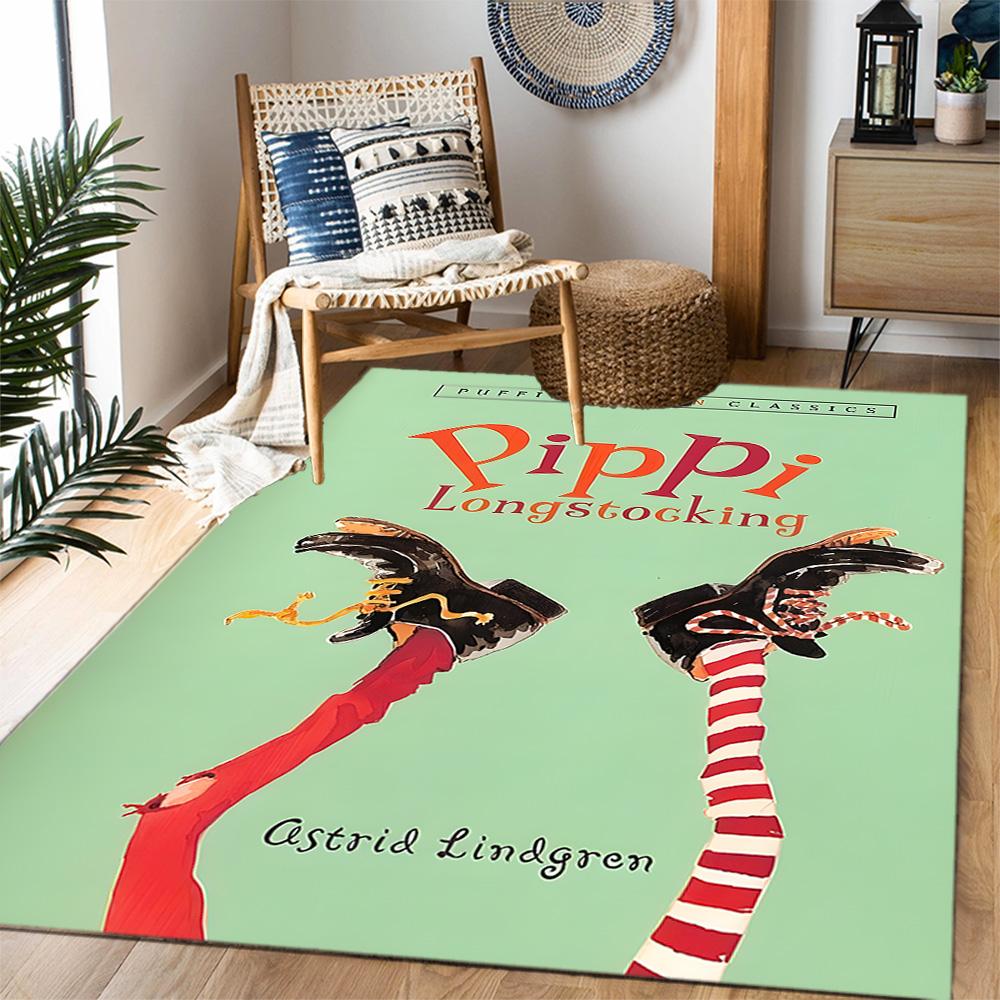 Pippi Alles Gute zum Geburtstag Marianne! Thematische Anti-Rutsch-Teppiche - Polyester Heimdekoration, Geeignet für Schlafzimmer, Wohnzimmer, Eingangsbereiche, Studios und Dekorationen