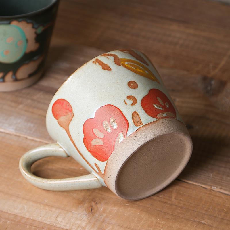 Retro Hand-painted Mug Rough Ceramic Rustic Style Floral Ceramic Personalized Instagram Underglaze Color Water Cup