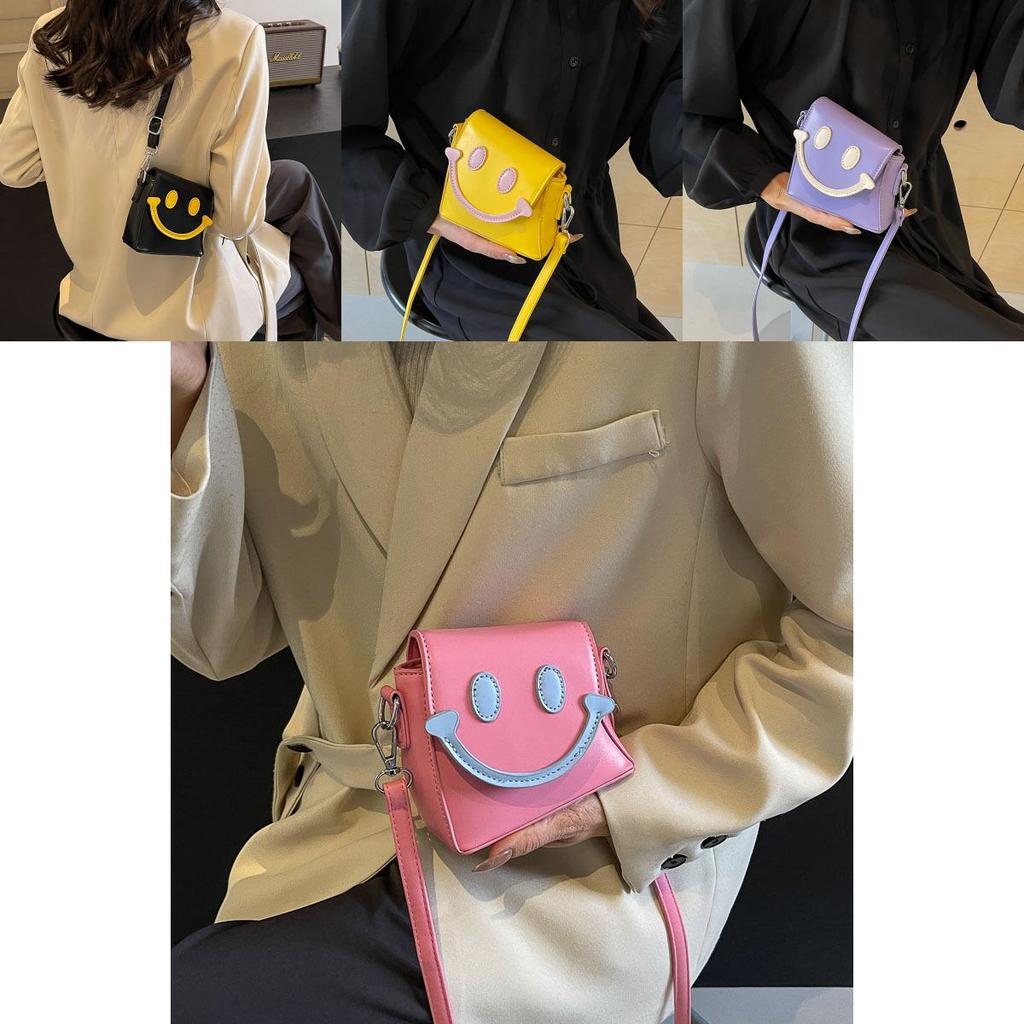 Schattige Modieuze Crossbody Tas Voor Kinderen Modern Smiley Gezicht Ontwerp