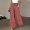 Dames Kleur Broeken Elastische Tailleband Wijde Pijpen Hoge Taille Lange Culottes