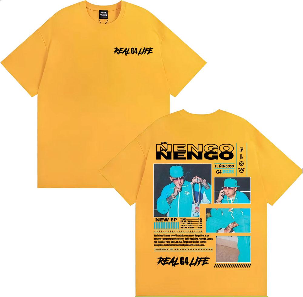2025 Summer Nengo Flow Real G4 Life Album Tour Merch Men Women Fashion Retro Oversized Tshirt Tops Cotton Breathable T Shirt