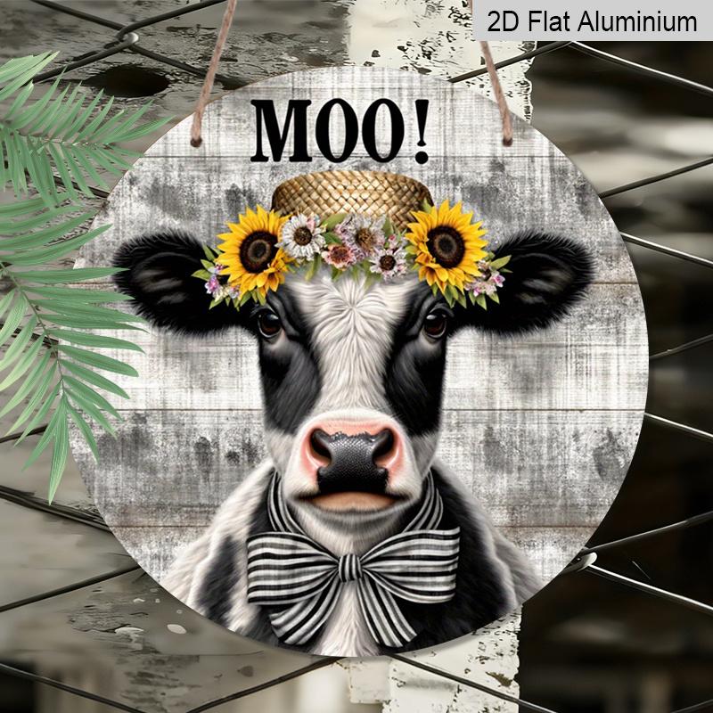 2D Flat 1pc, 8x8 in, Rustic Cow "Moo Y'all" Aluminum Metal Sign, Printed Artwork, Farmhouse Wall Decor, Home & Garden, Kitchen, Bar, Garage, Shop