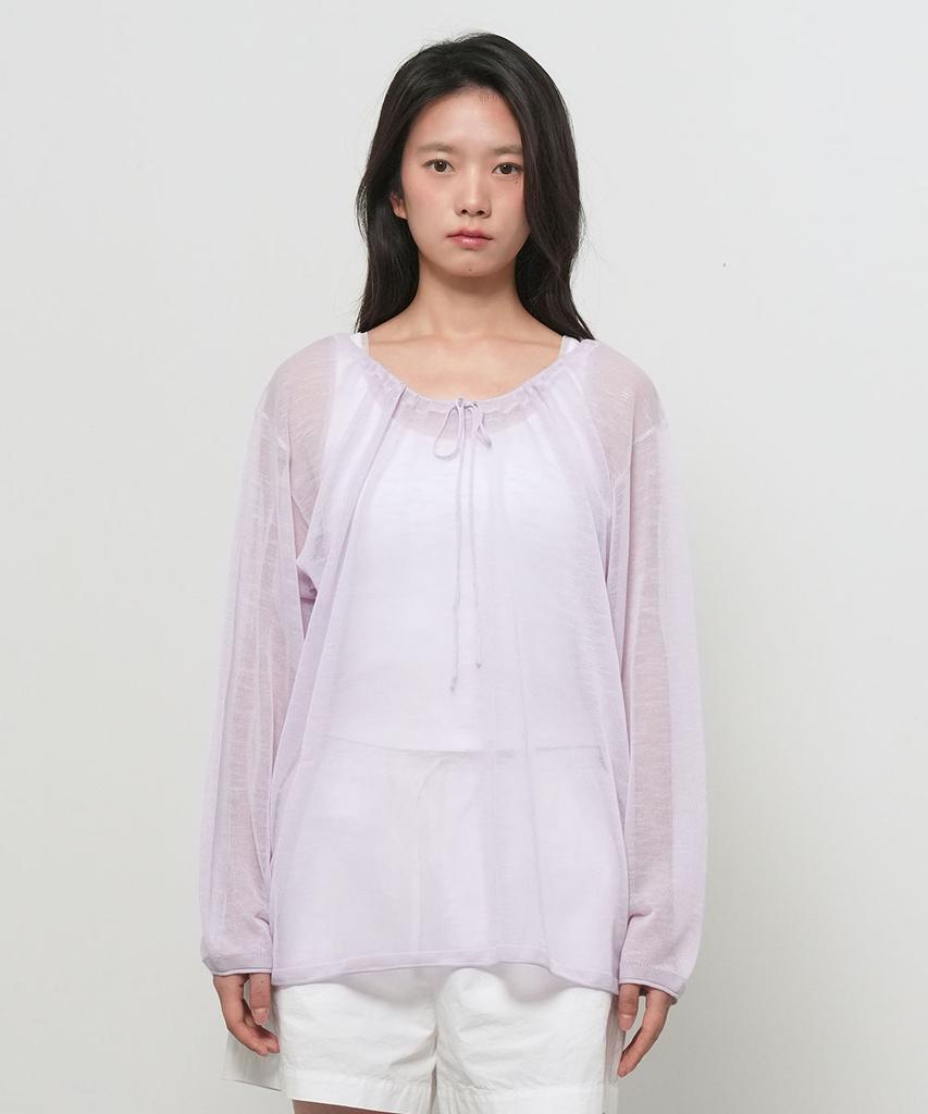 GENERALIDEA See-Through Neck String Knit Pullover [Lavender] / Gf2Lkp543