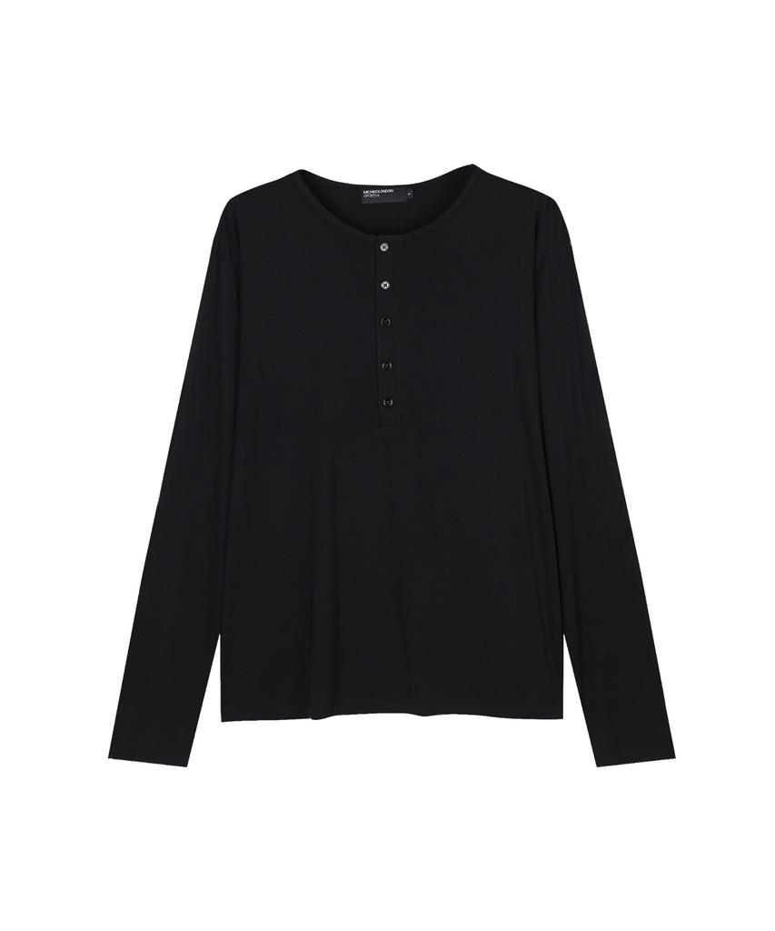 MICHIKO LONDON SPORTS Soft Jersey Henley Neck Long Sleeve
