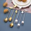 Kitchen Creative 304 Stainless Steel Coffee Stirring Spoon Cute Cat Fish Hanging Cup Teaspoon Fruit Dessert Fork Milk Spoons
