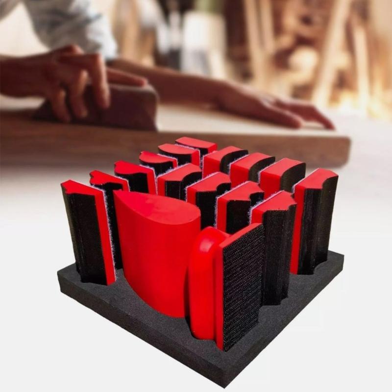 Contoured Profile Hand Sanding Block Set Interchangeable Assorted Convex Concave Shapes for Woodworking Furniture