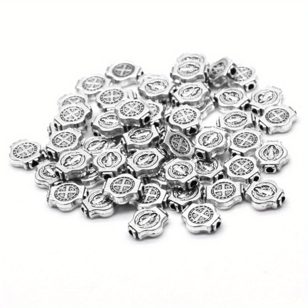 50pcs Vintage Religious Costume Saint Benedict Medal Round Loose Bead Jewelry Making Jewelry DIY Necklace Bracelet Jewelry
