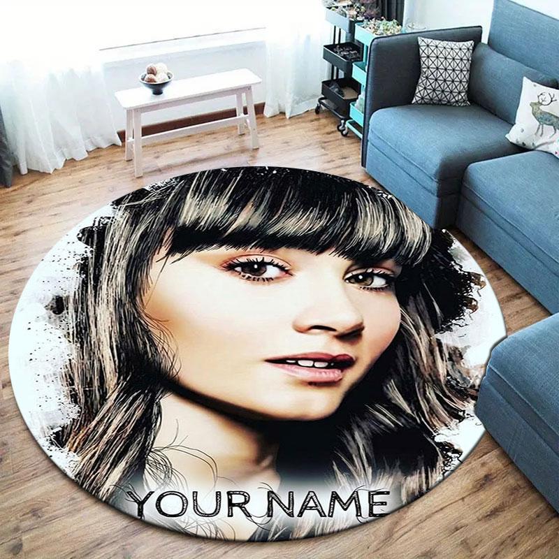 Aitana Custom Name Round Area Rug,Carpet Rug for Living Room Bedroom Sofa Playroom Decor,Non-slip Floor Mat