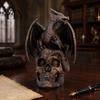 Dragon Skull Statue Flying Resin Statue, On Human Figurine, Abstract Ornament Halloween Sculpture, Gothic Garden Decor for Desk Shelf Modern Interior