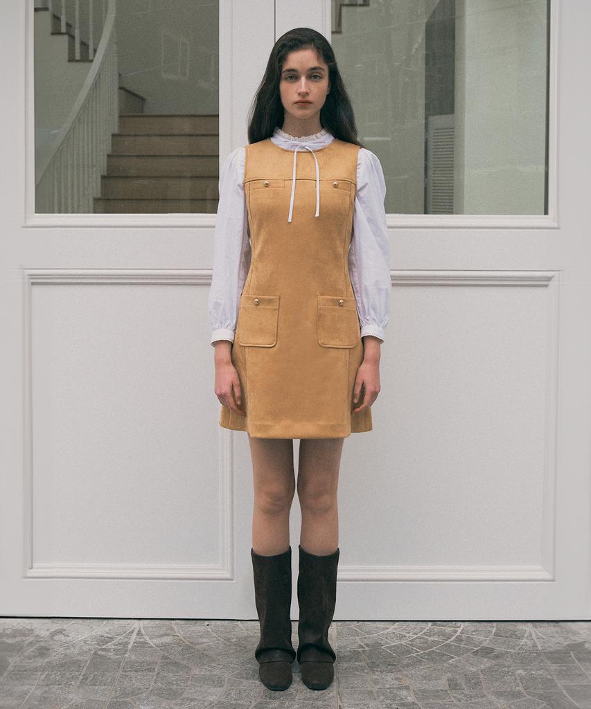 Lora Lora Suede Sleeveless Onepiece Beige