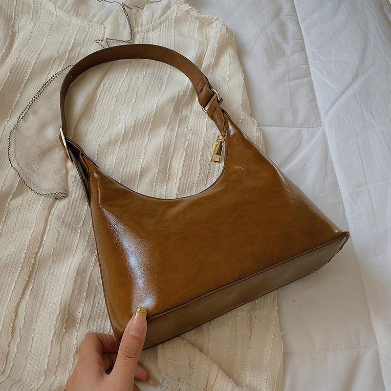 Vintage PU Leather Female Shoulder Bag  Trend Green Underarm Bags for Women Minimalist Luxury Designer Small Handbag