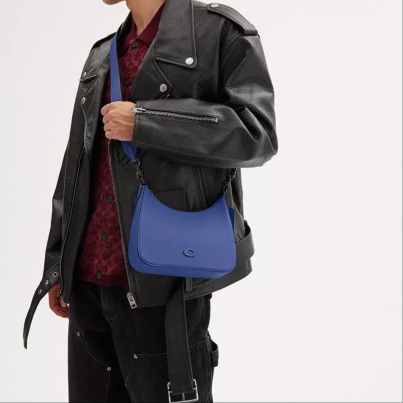 Coach Hobo 22 Zipper Closure Coated Canvas And Leather Crossbody Tote Bag Small Women Handbags Blueberry CJ842-BLB