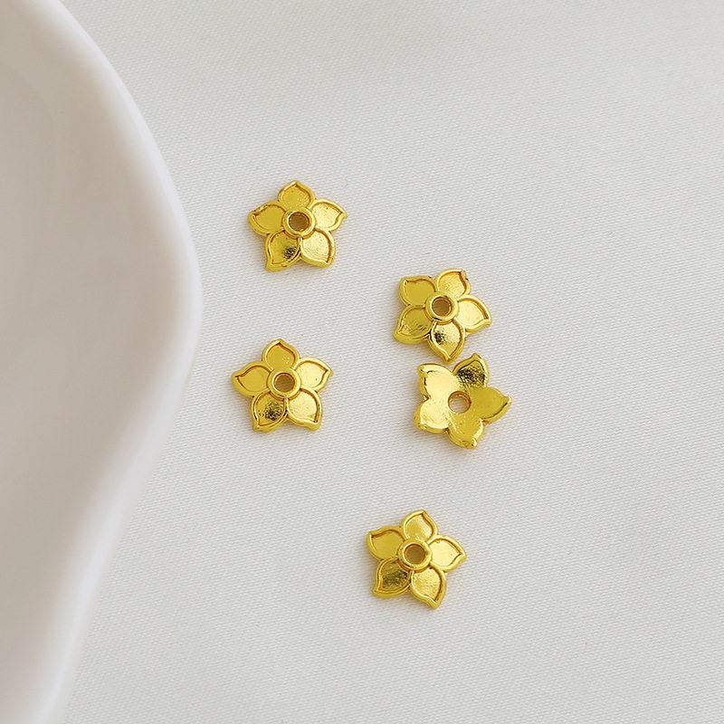 18K Vergoldete Kristall Fünfblättrige Blume Kappenperlen zum DIY Schmuckbasteln.