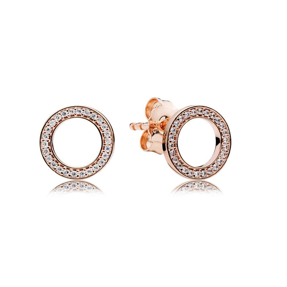 1 Pair 925 Sterling Silver Earrings Rose Gold Crown Square Shape Zircon Cz Earrings For Women Fashion Wedding Party Jewelry Gift