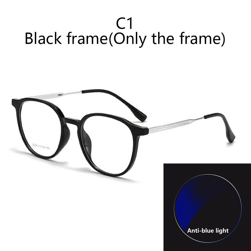 Myopia Prescription Oval Frame Glasses -0.5 To -600 Magnetic Sunglasses Clip Blue Light Blocking Shortsighted