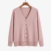 Women's Solid Lightweight Casual Knit Shirt V-neck Long Sleeve Slim Breathable Knit Cardigan Spring Fall Fashion Simple Loose Soft Plus Coat for Lady