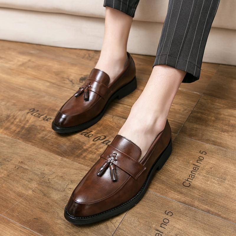 Mens Dress Spring Wedding Fashion Office Suit High Quality Leather Comfy Business Casual Man Formal Loafers Summer Shoes for Men