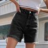 Sommar Damjeansshorts Hög midja Casual Chic Lös Jeansshorts för kvinnor Denimshorts Dam