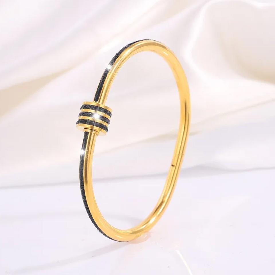 5/1pcs Sparkling Zirconia Inlaid Stainless Steel Bracelet Set for Women Stackable Bangles Fashion Non Fading Jewelry Gift