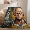 One Punch Man Graphic Print Flannel Blanket, Cozy Cartoon Bedding for Bedroom and Chairs, Portable Picnic Travel Rug_LIAN