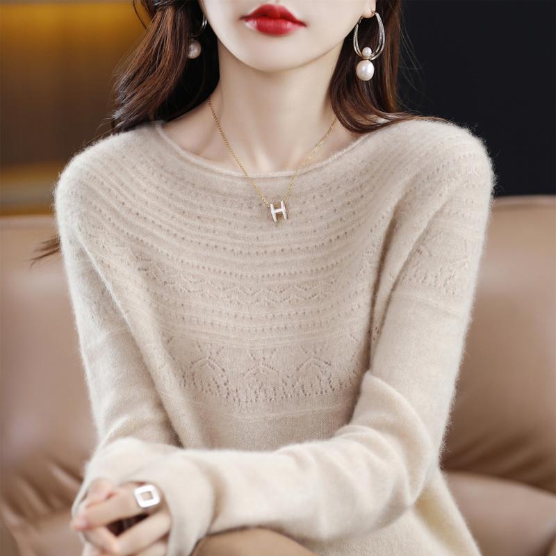 Grace Comfort Autumn Winter Female Mock-Neck Cashmere 100% Merino Wool Twisted Sweater Women Knitted Pullover Fashion Loose ClothingTops