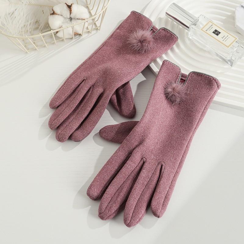 Warm Gloves New Rabbit Velvet Bow Outdoor Cycling Versatile Windproof and Cold Autumn and Winter Gloves