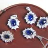Sterling  Blue CZ Pendant Necklace Noble Trendy Brilliant Accessories for Women Gorgeous Wedding Engagement Jewelry