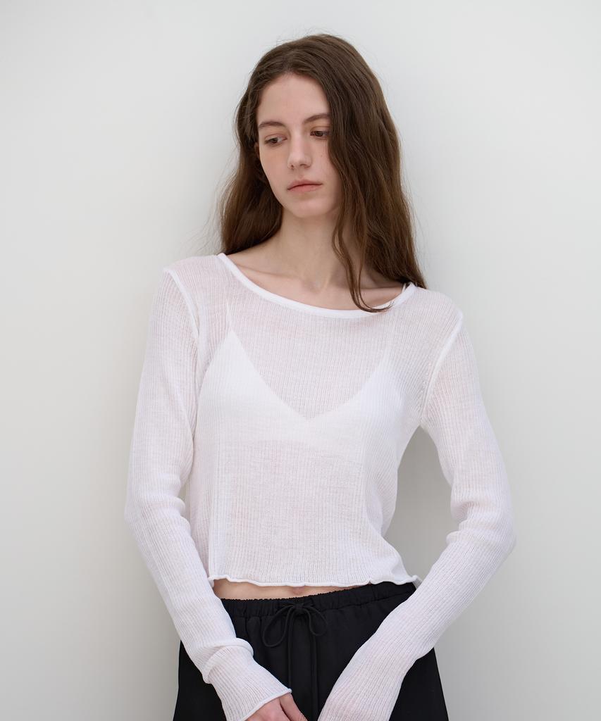 BUT'TON See-Through Long Sleeve Knit (Ivory)