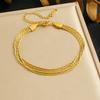 Bracelet Chaîne Serpent Multi-Rang Plaqué Or, Bracelet Jonc Délicat à 5 Rangs Maillons Carrés, Bijoux Minimalistes Quotidien pour Femmes Cadeau