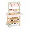 Holz-Eisstand - GINGER HOME - Dekorative Markise - Regale &; Räder - Pastelltöne, MDF 44/57x28x95,5 cm