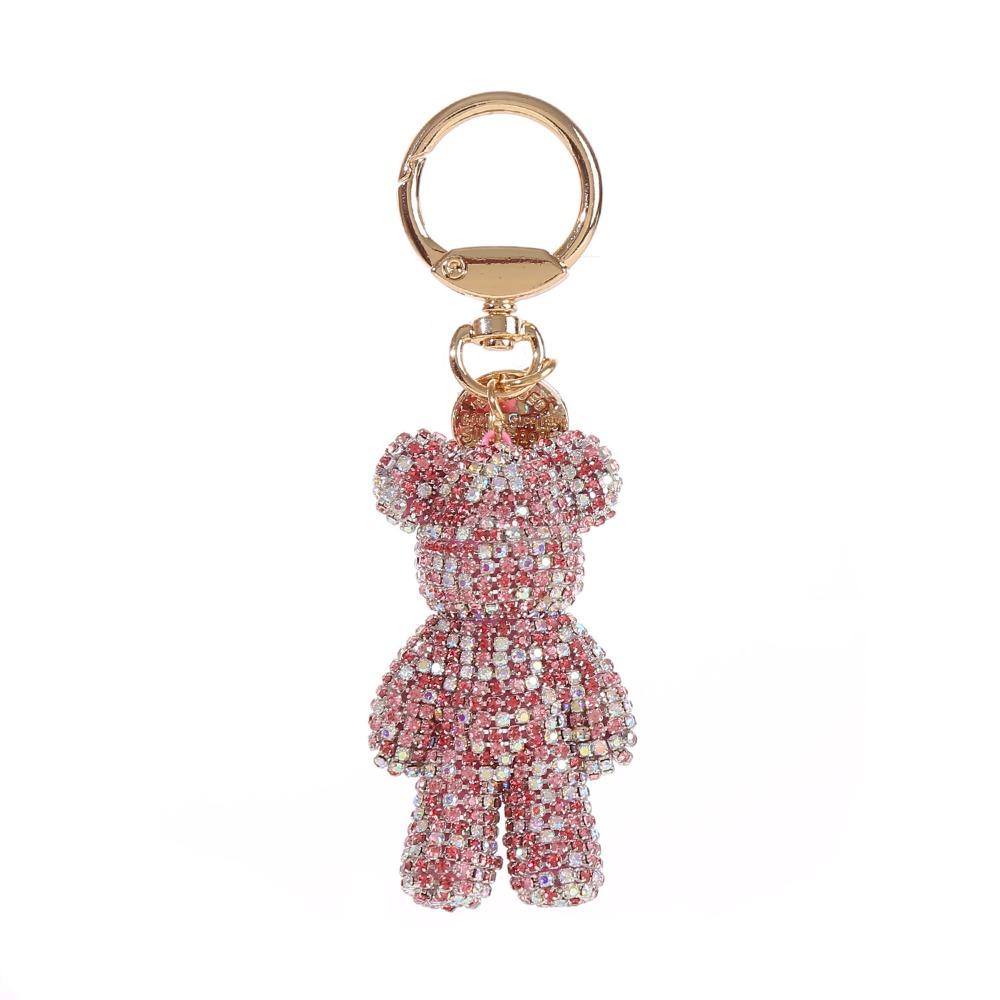 Exquisite Cartoon Rhinestone Bear Keychain Animal Bag Hanging Bear Pendant Metal Ornaments Car Keyring Girls