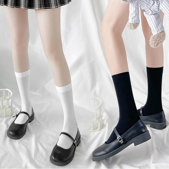 1 par feminino meias longas lolita cor sólida bezerro meias saia acima do joelho alta elasticidade estilo universitário japonês meias tubo médio roupas cosplay