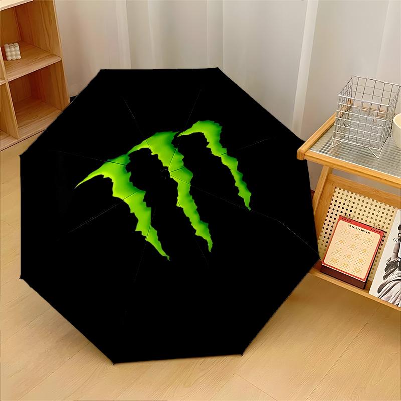Monster Energy Print 8?Ribs Automatic Umbrella Wind Resistant Lightweight Folding Umbrella For Outdoor Travel