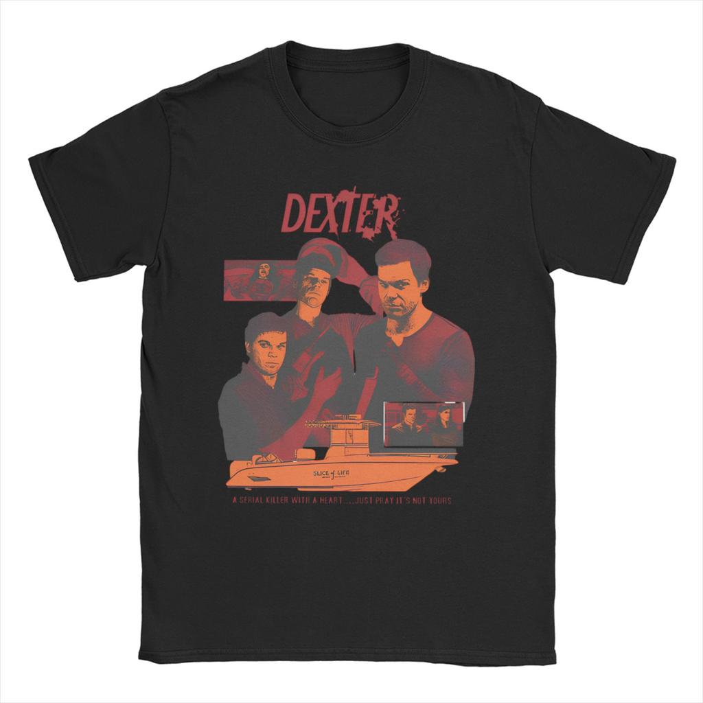Blood Splatter Wings Dexter Morgan for Unisex WoUnisex T Shirts TV Show Fun Tees Short Sleeve Crewneck TShirts Pure Cotton Big Size