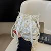 White Beading Bucket Shoulder and Crossbody Bags Exquisite Sense of Luxury Fresh Party Handbags for Women Fashion