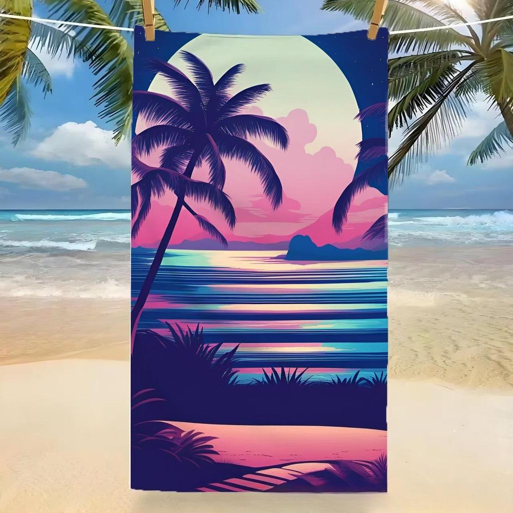 Serviette de plage absorbante et à séchage rapide Palme tropicale d'été Microfibre Yoga Natation Serviette de plage imprimée Serviette de bain bord de mer