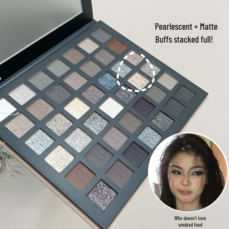 Palette Ombretti Smoky 42 Colori: Opaco, Perlato, Glitter, Illuminante, Grigio Cemento