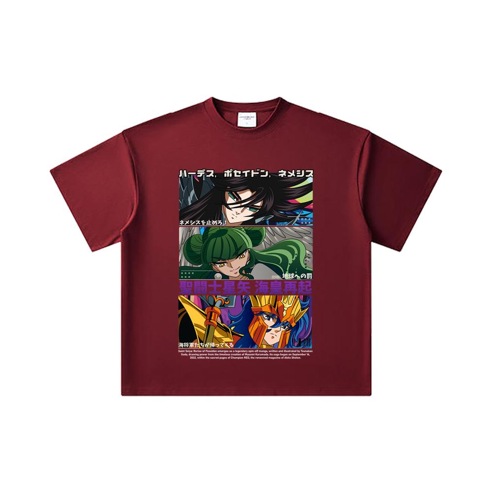260 GSM Double Yarn 32 Count 100% Cotton Saint Seiya V3 Rerise of Poseidon Print Unisex Heavy Cotton T Shirt… More