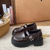 Woman Shoes Round Toe Mary Jane Chunky Loafers Platform High Heels Shoe Women Pumps PU Leather Buckle British Retro Dresses Shoe
