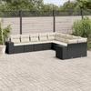 10 piece Garden Sofa Set with Cushions Black Poly Rattan